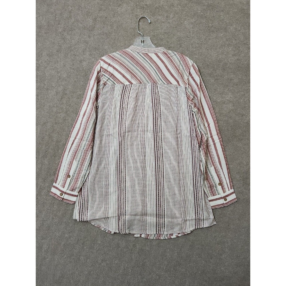 Soft Surroundings Beaded Tunic Womens M Repose Berry Stripe Linen Blend NEW - Picture 10 of 12